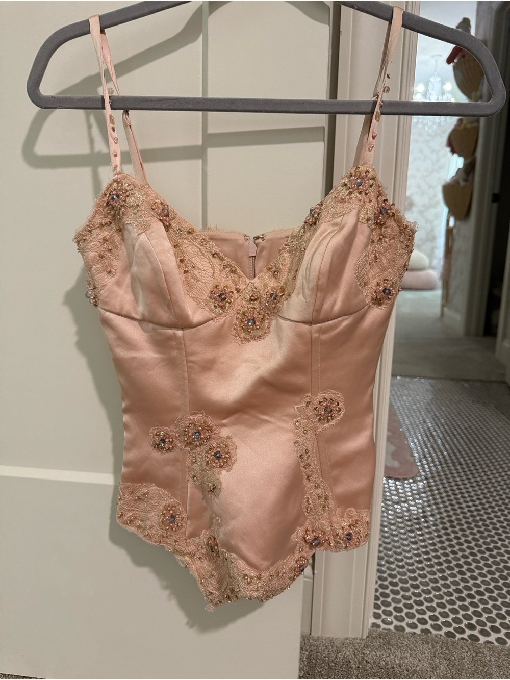 House of CB Blush Pink Beaded Lace-Trim Cami - Picture 2 of 5